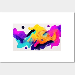 Modern Contemporary Abstract Watercolor Colorful Multicolored Cosmic Splash Galaxy Posters and Art